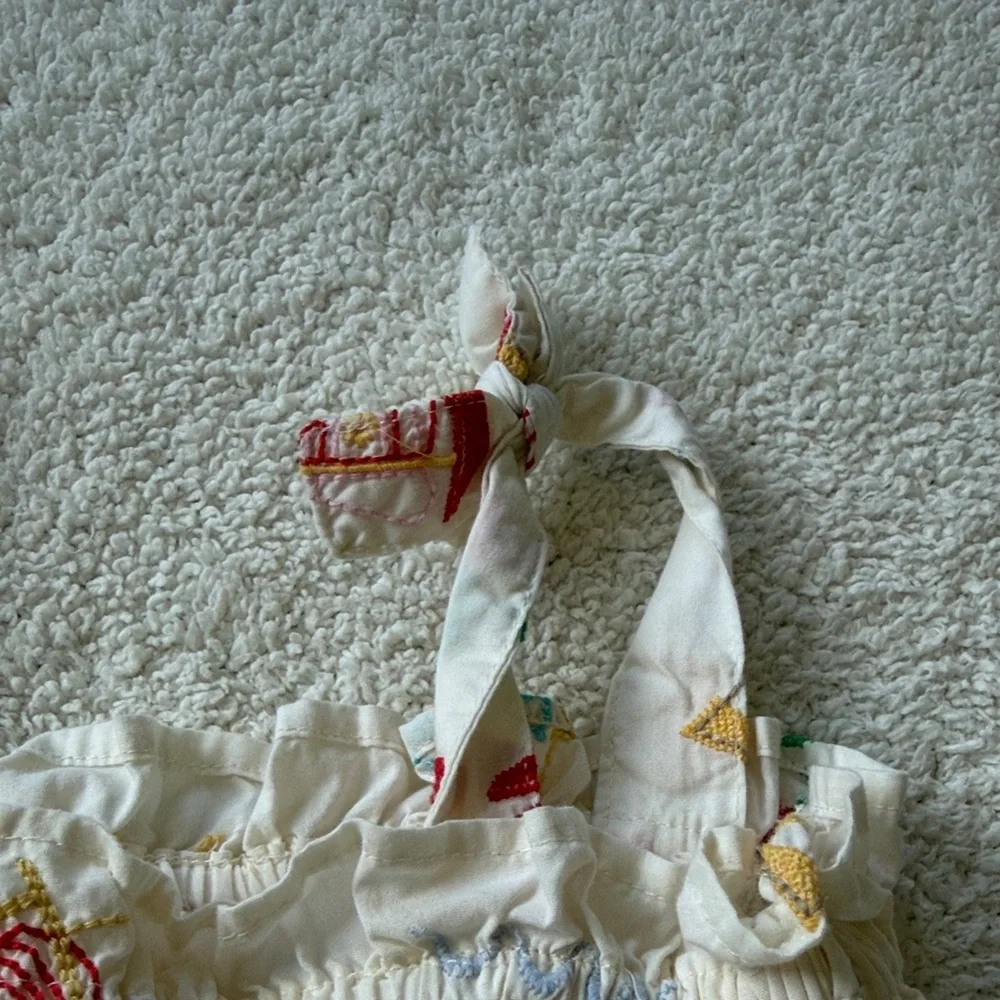 GAP Cream Sundress with Colorful Embroidery